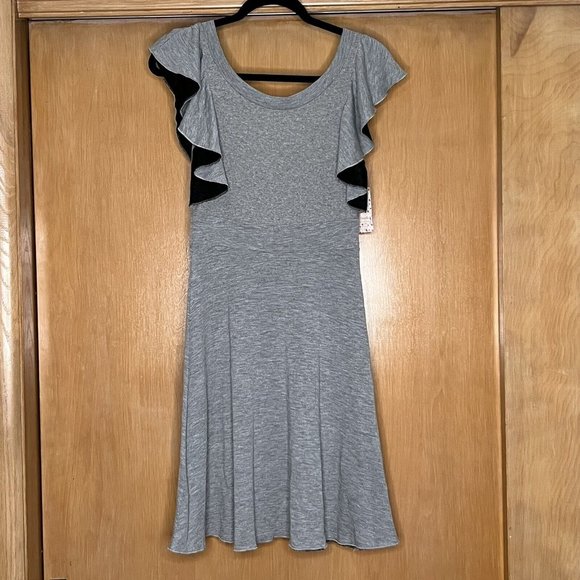 Free People Womens Gray Dress Ruffle Sleeves Size Small - Picture 1 of 12